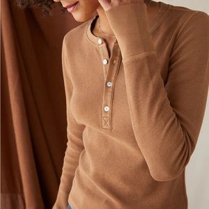 AMO thermal Mountain henley long sleeve tee in Sepia